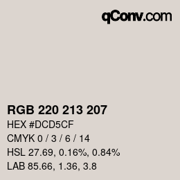 Color code: RGB 220 213 207 | qconv.com