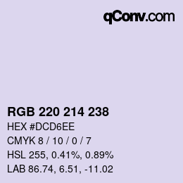 Color code: RGB 220 214 238 | qconv.com