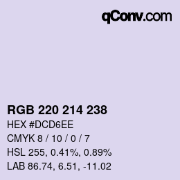 Code couleur: RGB 220 214 238 | qconv.com