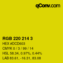 Color code: RGB 220 214 3 | qconv.com