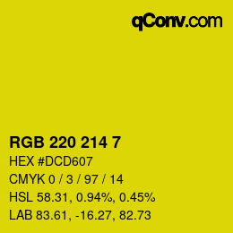 Color code: RGB 220 214 7 | qconv.com