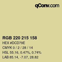 颜色代码: RGB 220 215 158 | qconv.com
