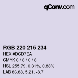 颜色代码: RGB 220 215 234 | qconv.com