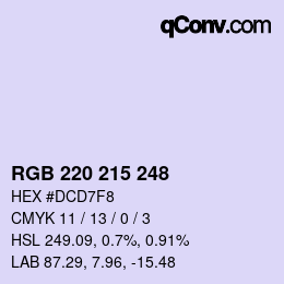 Color code: RGB 220 215 248 | qconv.com