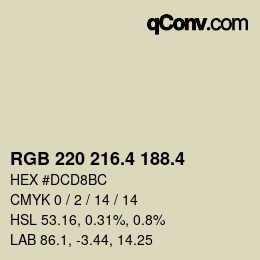 カラーコード: RGB 220 216.4 188.4 | qconv.com