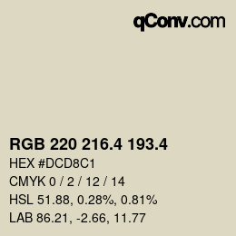 カラーコード: RGB 220 216.4 193.4 | qconv.com