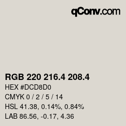 カラーコード: RGB 220 216.4 208.4 | qconv.com