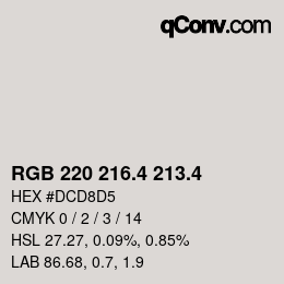 カラーコード: RGB 220 216.4 213.4 | qconv.com