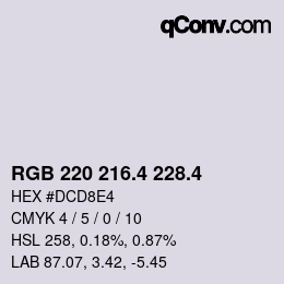 カラーコード: RGB 220 216.4 228.4 | qconv.com