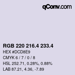 カラーコード: RGB 220 216.4 233.4 | qconv.com