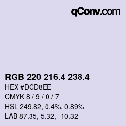 カラーコード: RGB 220 216.4 238.4 | qconv.com