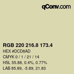 カラーコード: RGB 220 216.8 173.4 | qconv.com