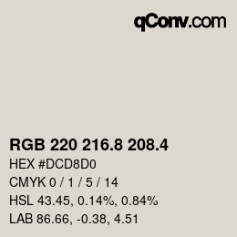カラーコード: RGB 220 216.8 208.4 | qconv.com
