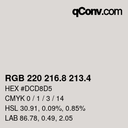 カラーコード: RGB 220 216.8 213.4 | qconv.com