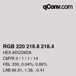 カラーコード: RGB 220 216.8 218.4 | qconv.com