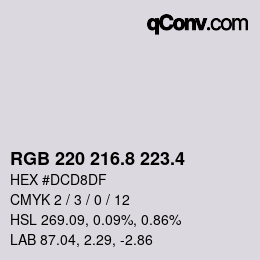 カラーコード: RGB 220 216.8 223.4 | qconv.com