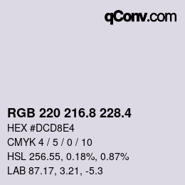 カラーコード: RGB 220 216.8 228.4 | qconv.com
