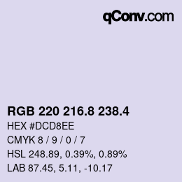 カラーコード: RGB 220 216.8 238.4 | qconv.com