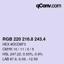 カラーコード: RGB 220 216.8 243.4 | qconv.com