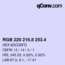 カラーコード: RGB 220 216.8 253.4 | qconv.com