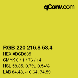 カラーコード: RGB 220 216.8 53.4 | qconv.com