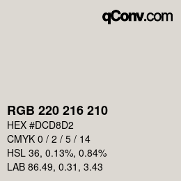 Código de color: RGB 220 216 210 | qconv.com