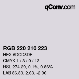 Color code: RGB 220 216 223 | qconv.com