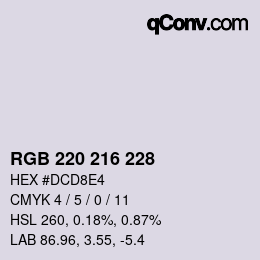 Color code: RGB 220 216 228 | qconv.com