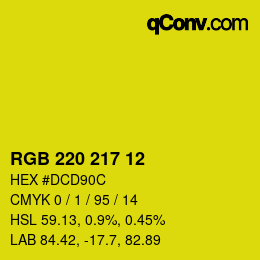 Color code: RGB 220 217 12 | qconv.com