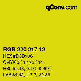 Color code: RGB 220 217 12 | qconv.com