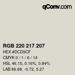 颜色代码: RGB 220 217 207 | qconv.com