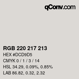 Color code: RGB 220 217 213 | qconv.com