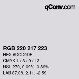 Color code: RGB 220 217 223 | qconv.com