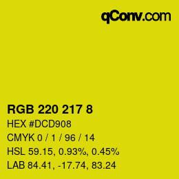 カラーコード: RGB 220 217 8 | qconv.com