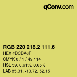 カラーコード: RGB 220 218.2 111.6 | qconv.com