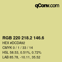 カラーコード: RGB 220 218.2 146.6 | qconv.com