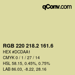 カラーコード: RGB 220 218.2 161.6 | qconv.com