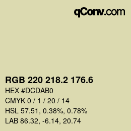 カラーコード: RGB 220 218.2 176.6 | qconv.com
