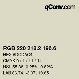 カラーコード: RGB 220 218.2 196.6 | qconv.com