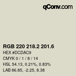 カラーコード: RGB 220 218.2 201.6 | qconv.com