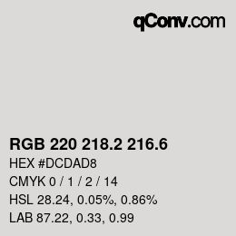 カラーコード: RGB 220 218.2 216.6 | qconv.com