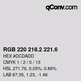 カラーコード: RGB 220 218.2 221.6 | qconv.com