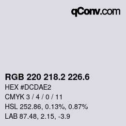 カラーコード: RGB 220 218.2 226.6 | qconv.com
