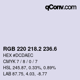 カラーコード: RGB 220 218.2 236.6 | qconv.com