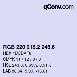 カラーコード: RGB 220 218.2 246.6 | qconv.com
