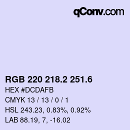 カラーコード: RGB 220 218.2 251.6 | qconv.com