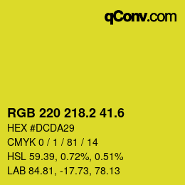 カラーコード: RGB 220 218.2 41.6 | qconv.com