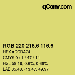 カラーコード: RGB 220 218.6 116.6 | qconv.com