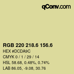 カラーコード: RGB 220 218.6 156.6 | qconv.com