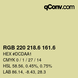カラーコード: RGB 220 218.6 161.6 | qconv.com